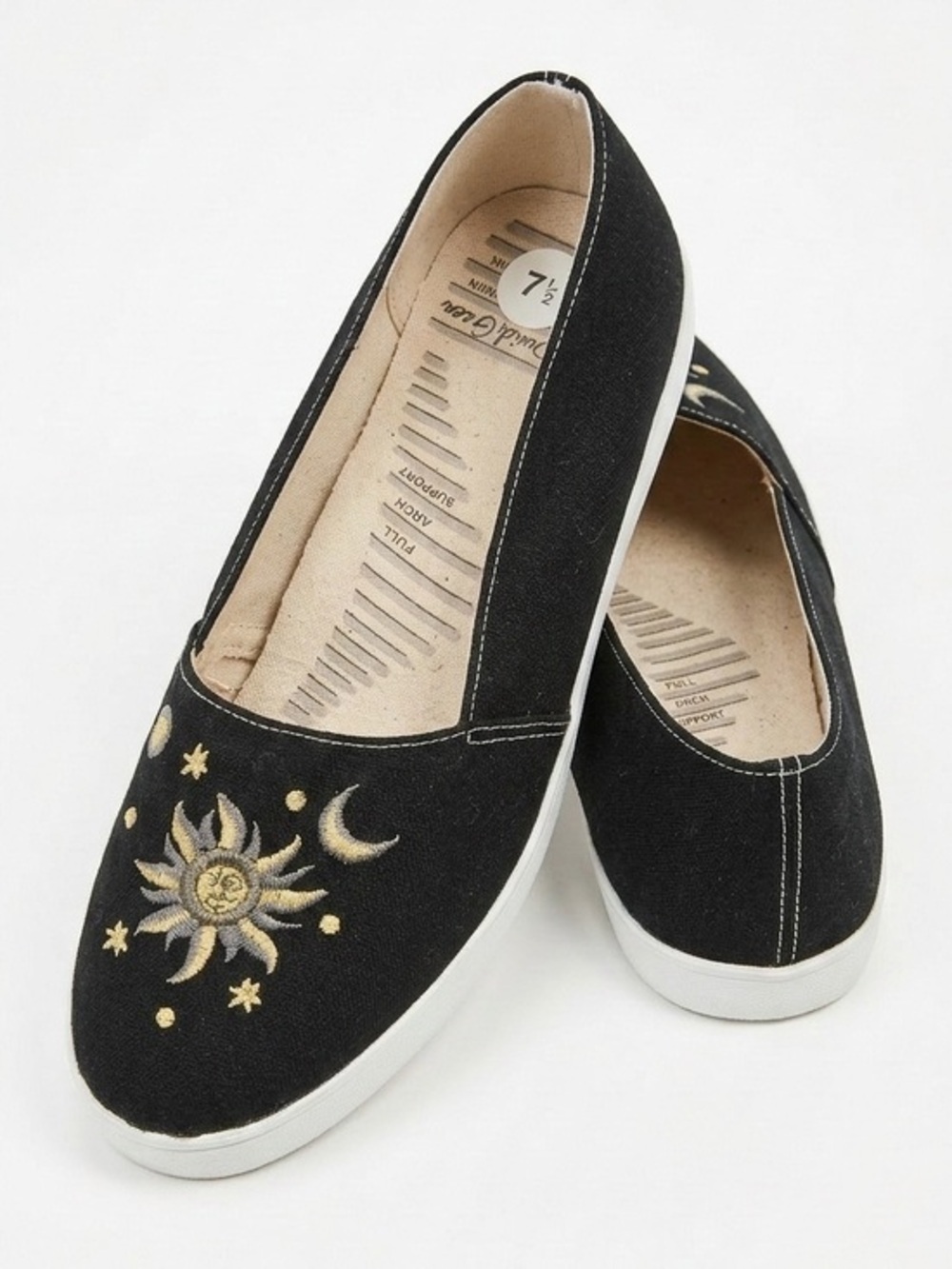 Daniel Green Celestial Canvas Loafers Slip On Sun Moon Stars Arch Support 7.5